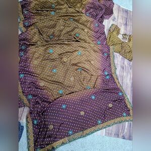 Brown & Purple Bhadani Saree